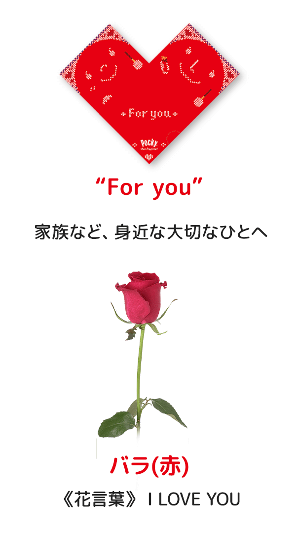 “For you” 家族など、身近な大切なひとへ バラ(赤) 《花言葉》 I LOVE YOU