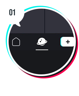 TikTokアプリを立ち上げて地球儀タブを押す。
