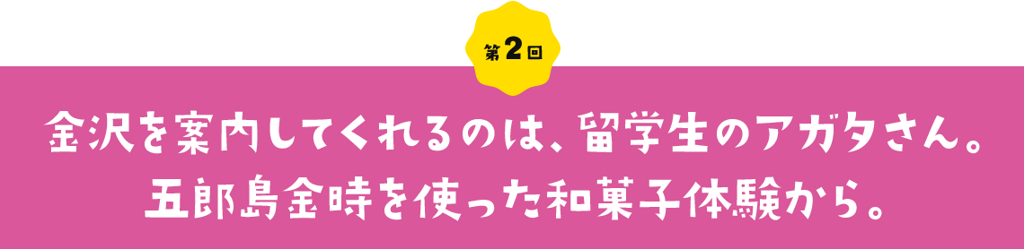 五郎島金時篇 第2回 金沢を案内してくれるのは 留学生のアガタさん 五郎島金時を使った和菓子 体験から 地域一覧 地元とつくる 地元ポッキー ポッキー グリコ